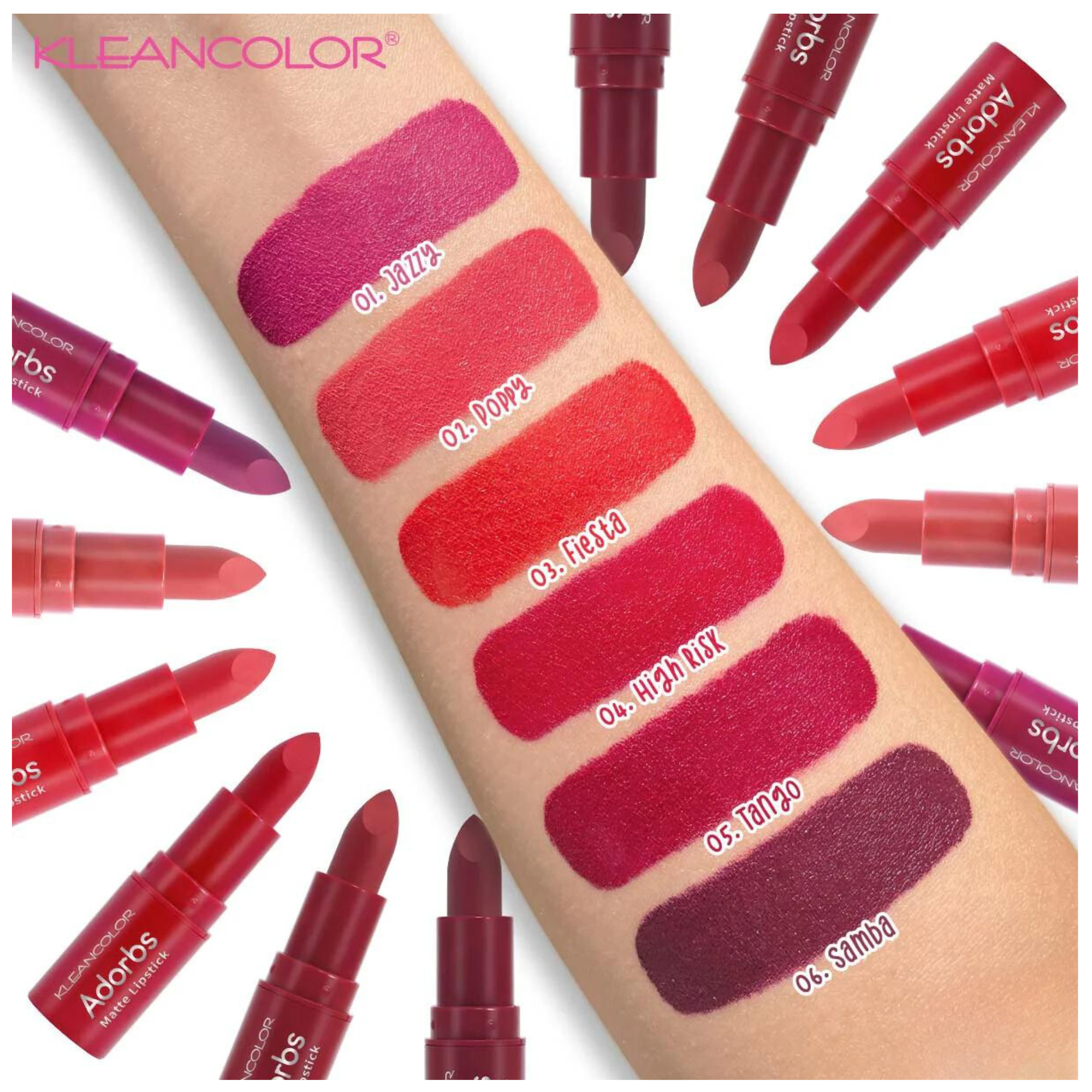 Labial Matte Kleancolor Adorbs - 03 Fiesta KLEANCOLOR Cosmeticos-skincare