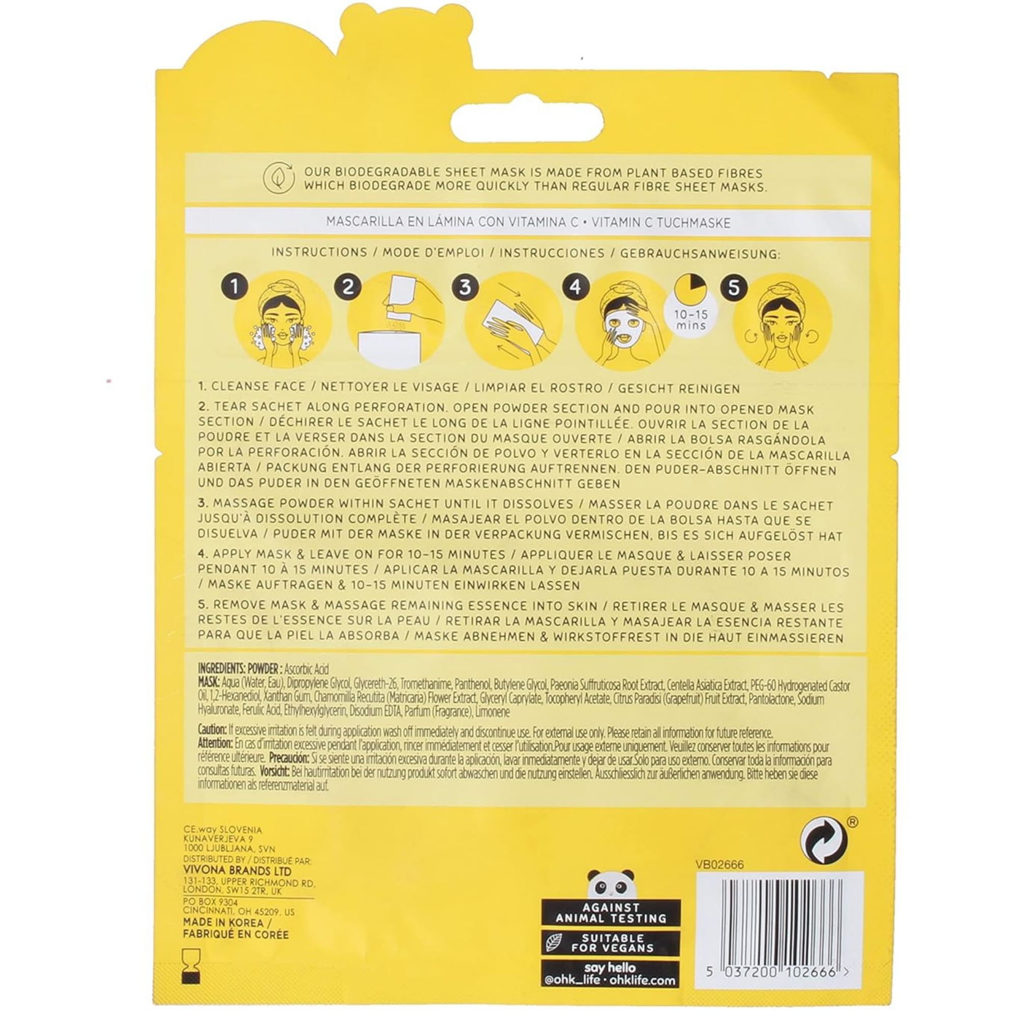 Mascarilla Facial con Vitamina C Koreana OH k! OH K! Cosmeticos-skincare