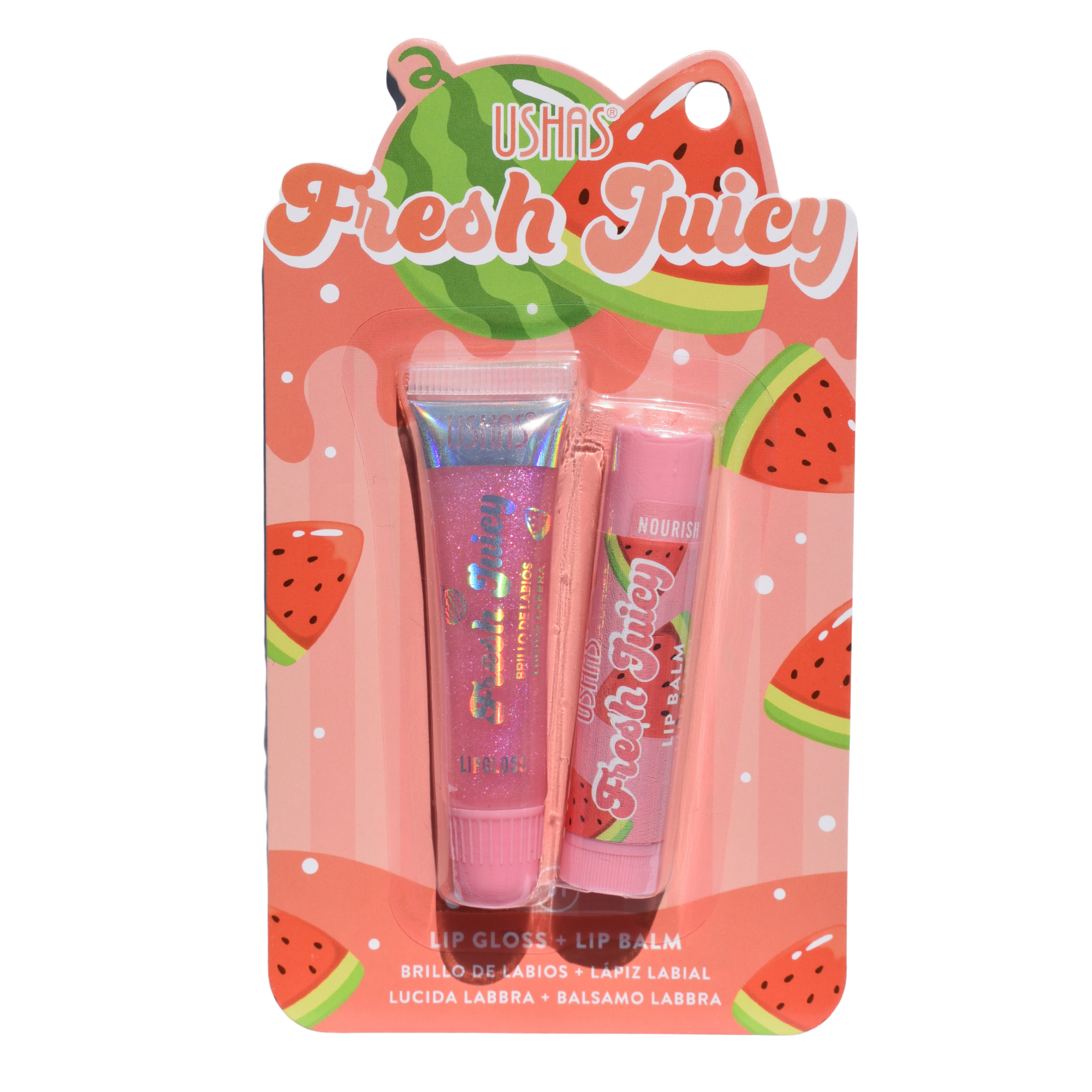 Set Balsamo Labial mas Brillo Labial Ushas - SANDIA USHAS Cosmeticos-skincare