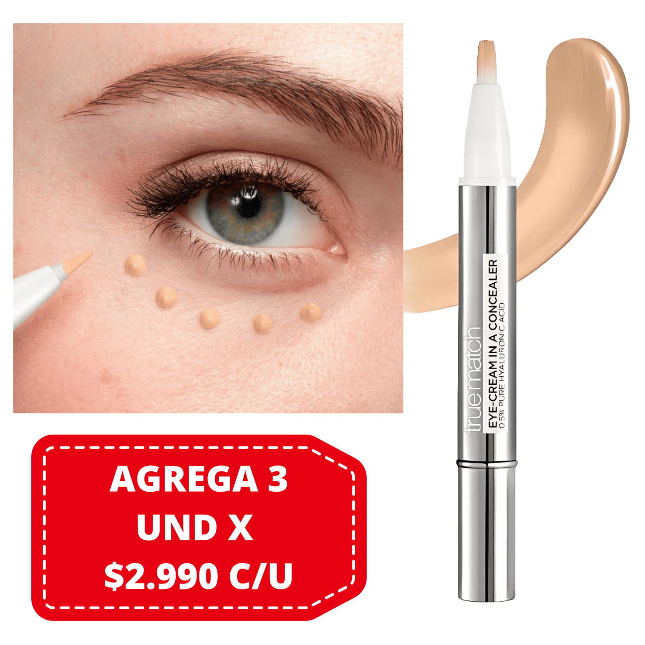 Corrector de Ojos en Crema True Match Loreal - 4-7 Golden Sand LOREAL Cosmeticos-skincare