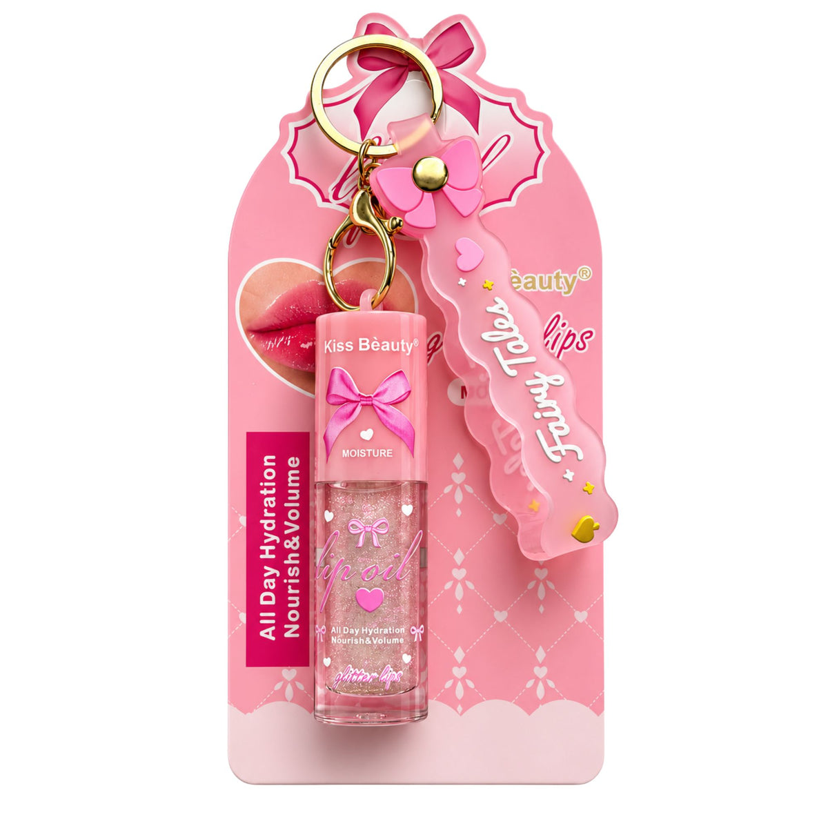 Aceite Labial Hidratante Kiss Beauty con Llavero - Tono 01
