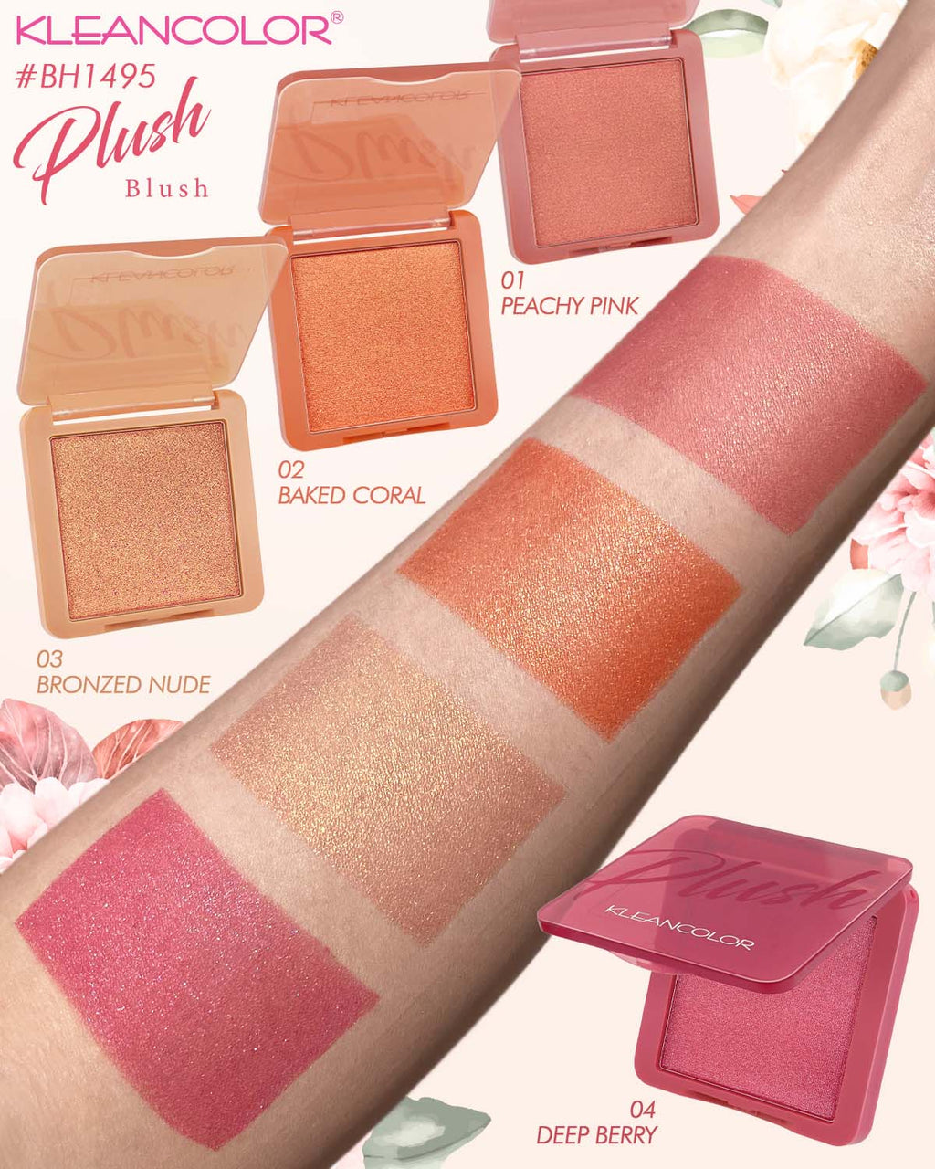 Rubor Kleancolor - Tono 02 Baked Coral Kleancolor Cosmeticos-skincare