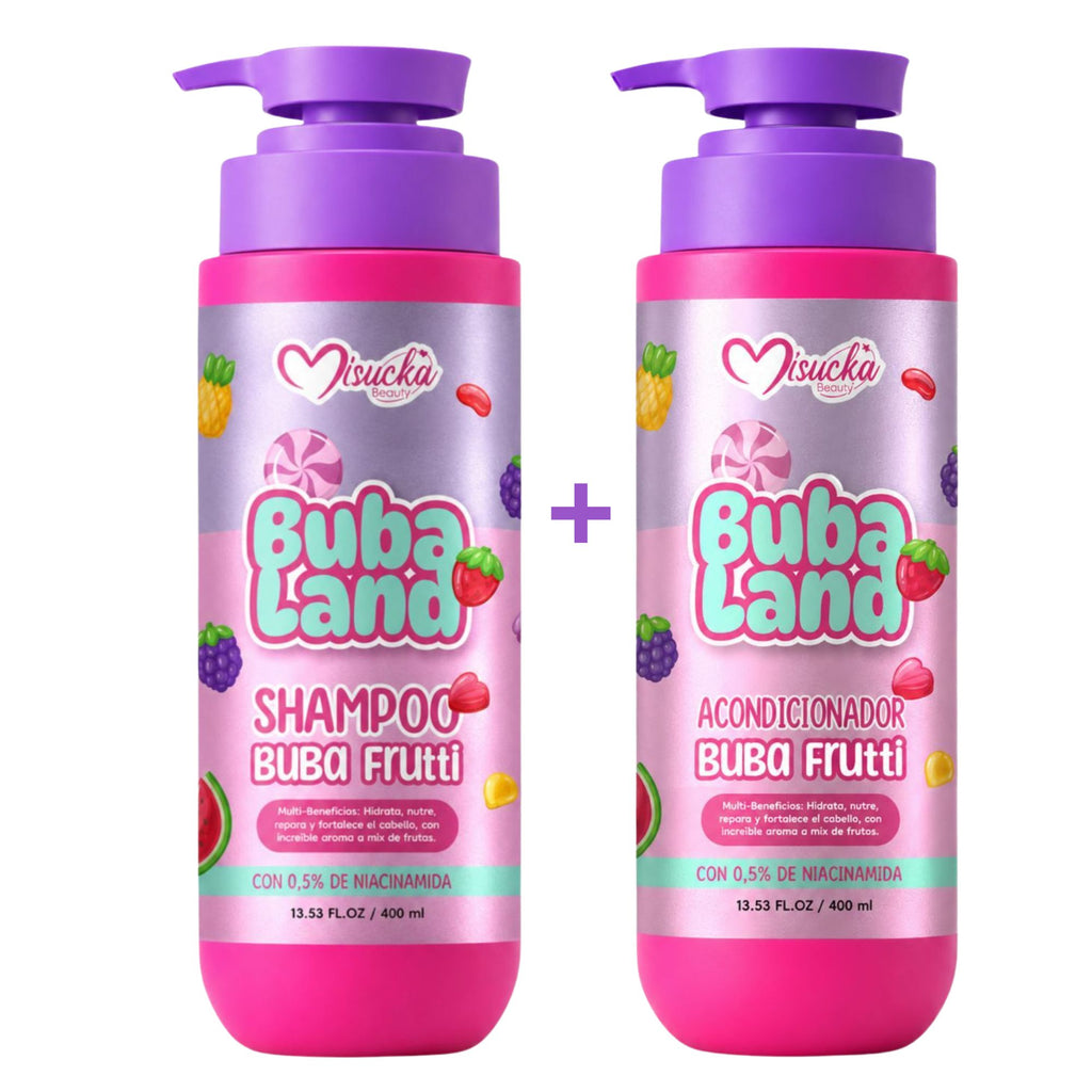 Pack Shampoo y Acondicionador Misucka Buba Land 400 ml - Buba Frutti