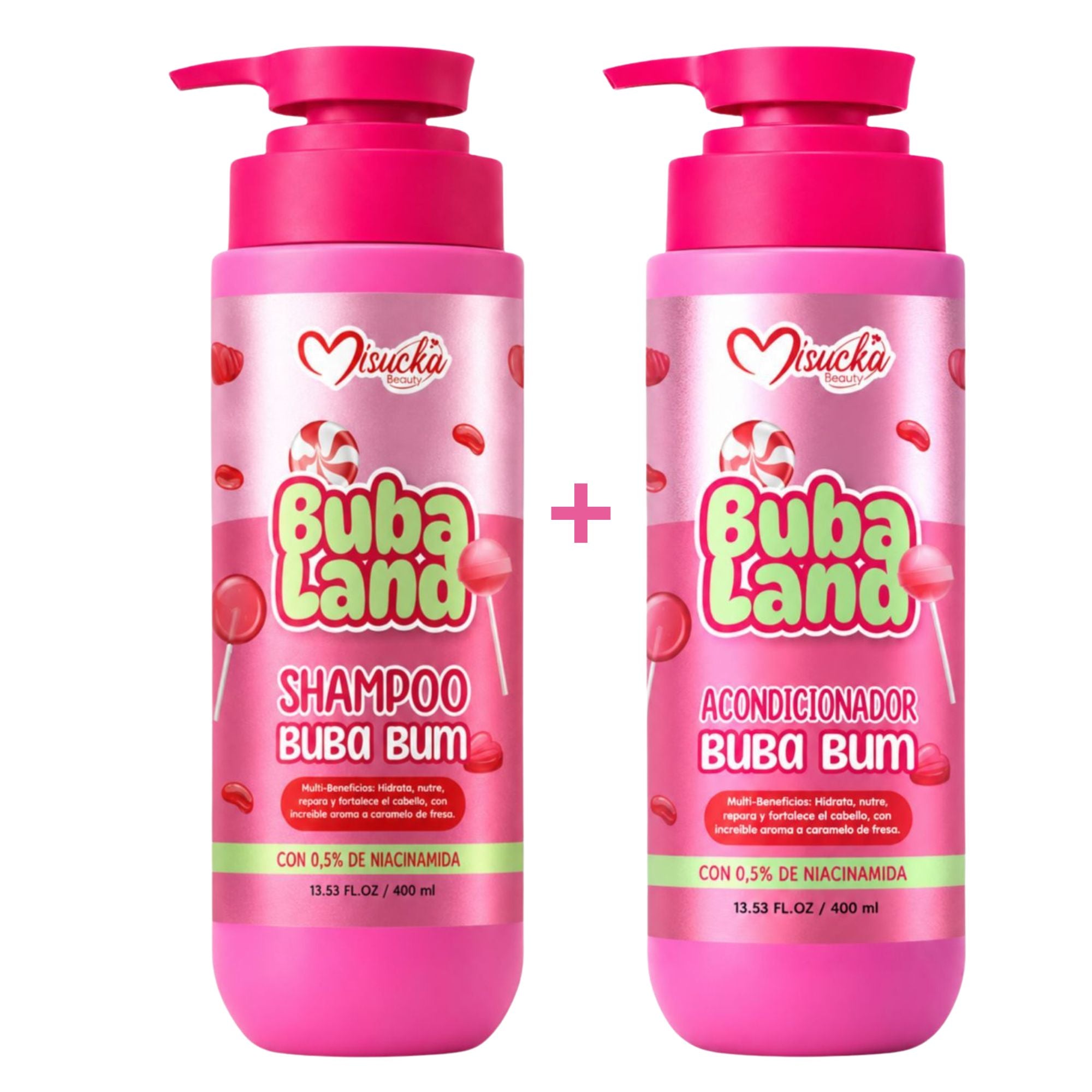 Pack Shampoo y Acondicionador Misucka Buba Land 400 ml - Buba Gum