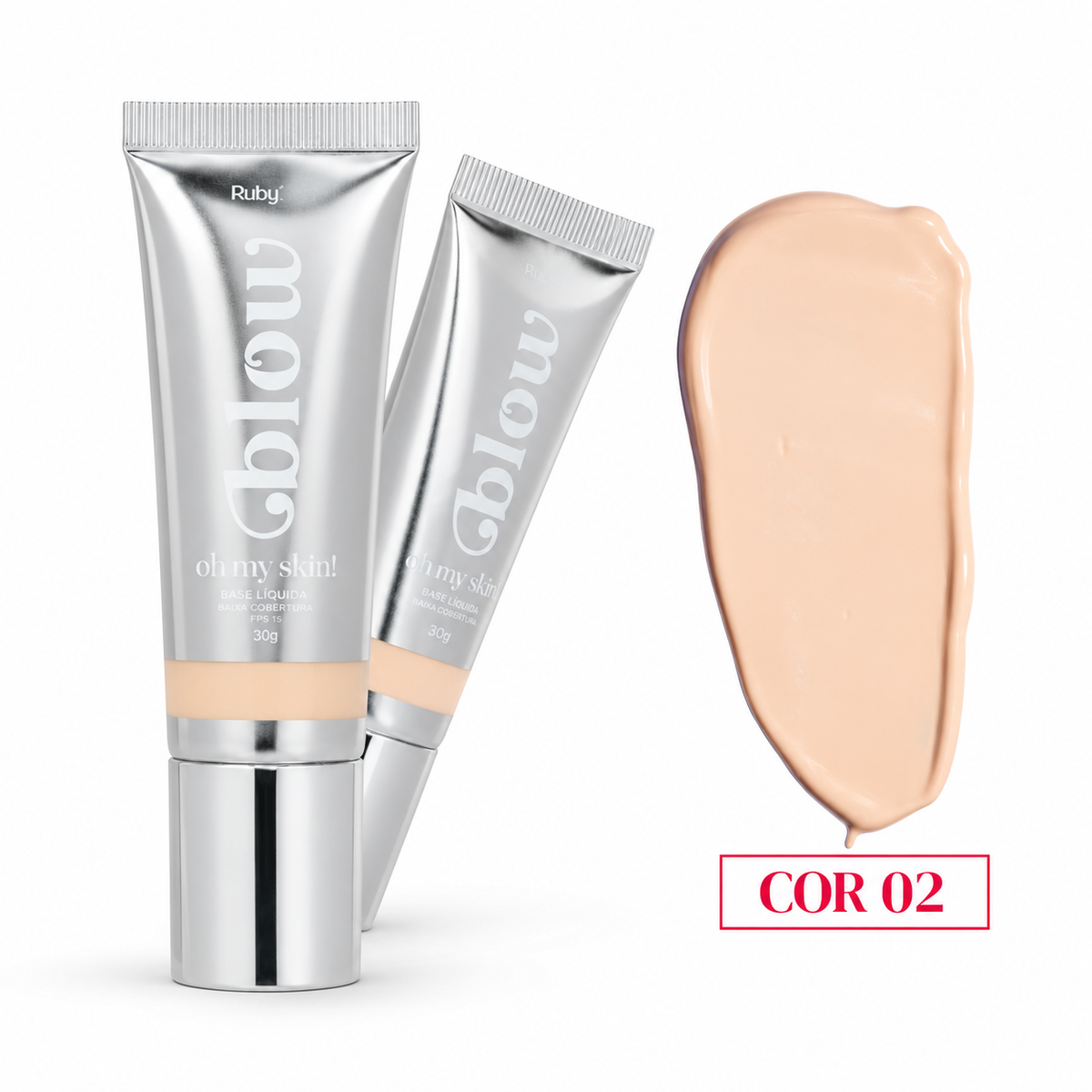Base Líquida Ruby Rose Glow M303 Alta Cobertura - Tono 02