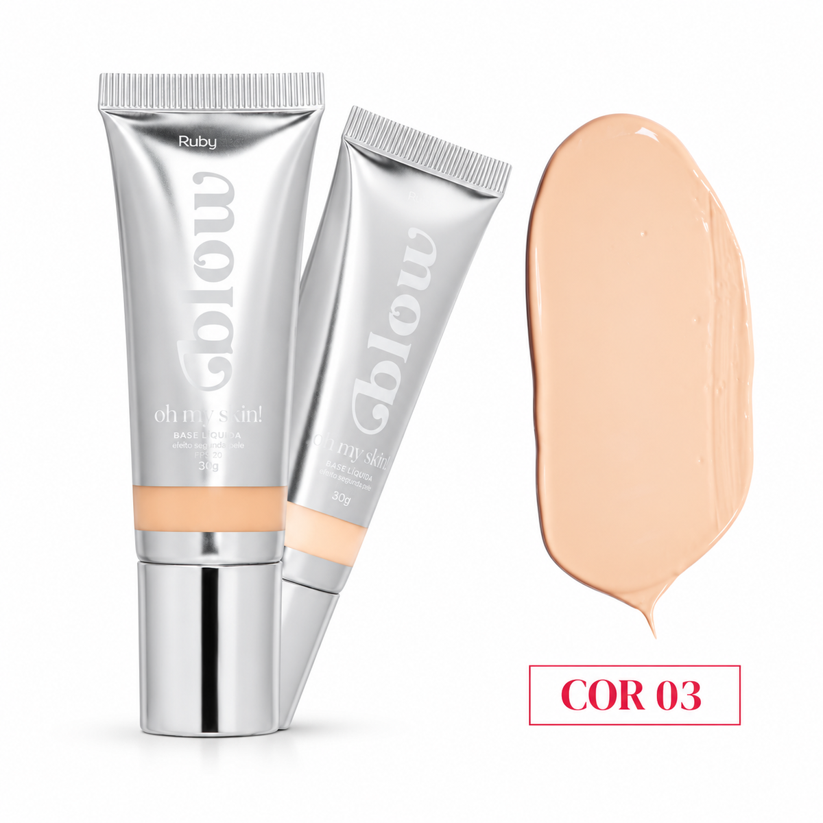 Base Líquida Ruby Rose Glow M303 Alta Cobertura - Tono 03