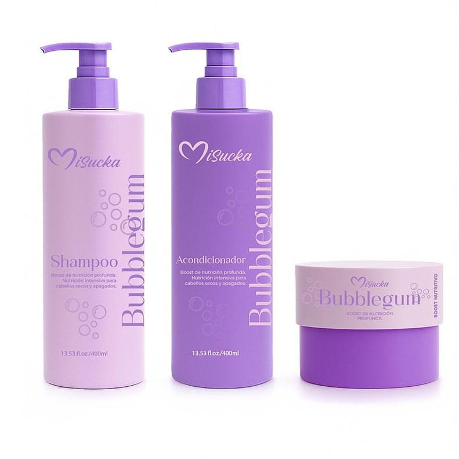 Pack de Shampo, Acondicionador y Mascarilla Capilar Bubblegum Misucka