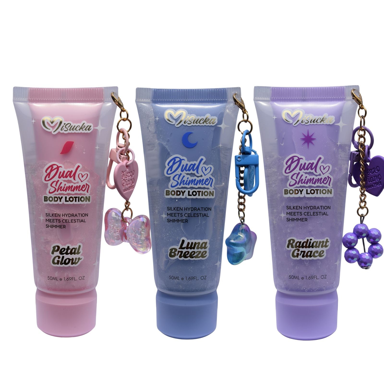 Locion Corporal Colgante Duo con Brillo de Misucka 50 Ml - Radiant Grace
