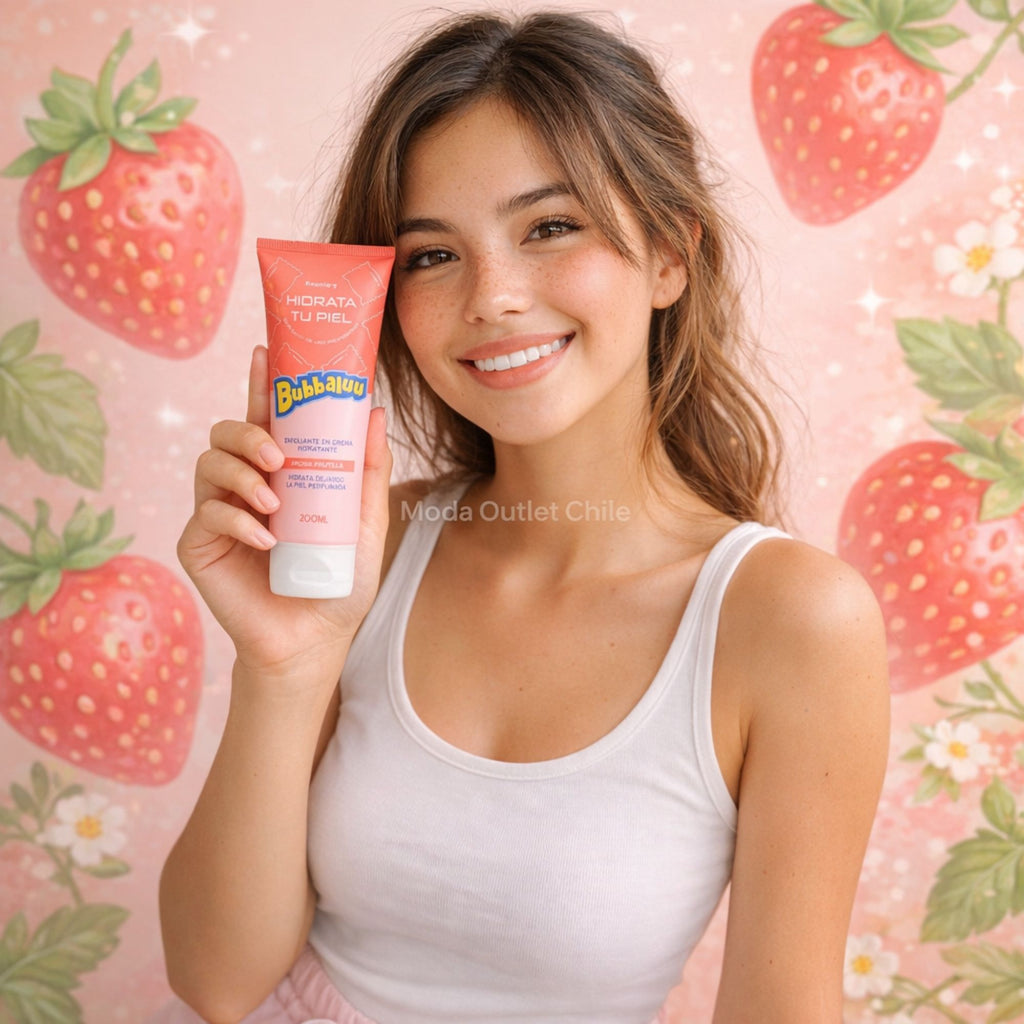 Exfoliante en Crema Hidratante Bubbaluu - FT-1803 - AROMA FRUTILLA - 200 ml
