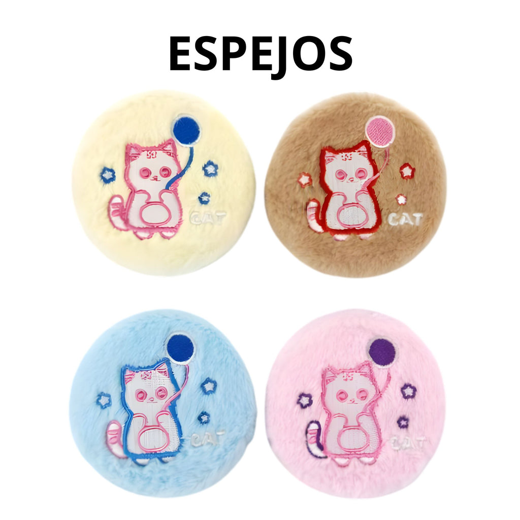 Espejo de Cartera 2 en 1 Diseño Gatito Peluche Kawaii (Colores Surtidos) - AU84