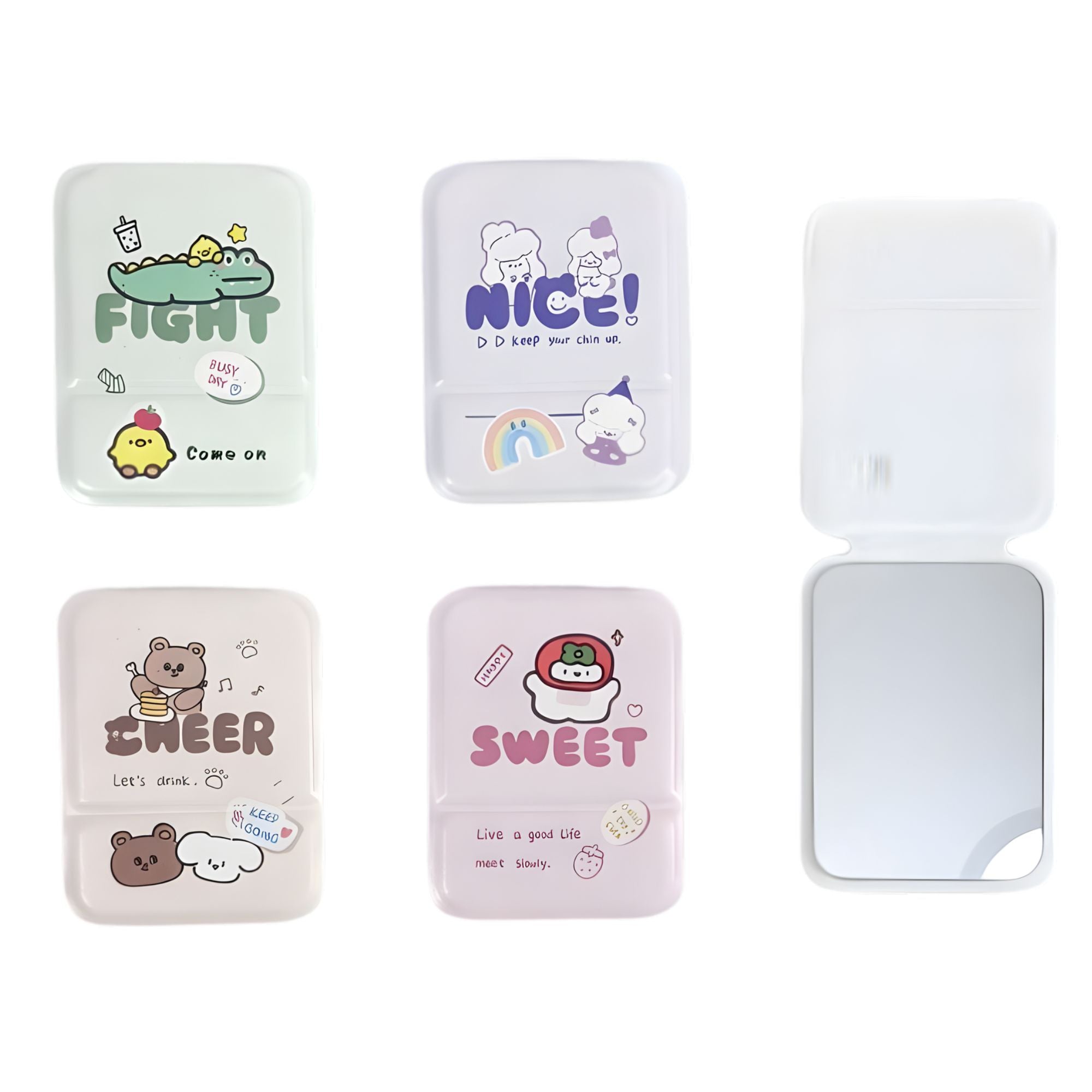 Espejo de Cartera Diseño Mensajes Kawaii  (SE ENVIAN SURTIDOS)  - AU92