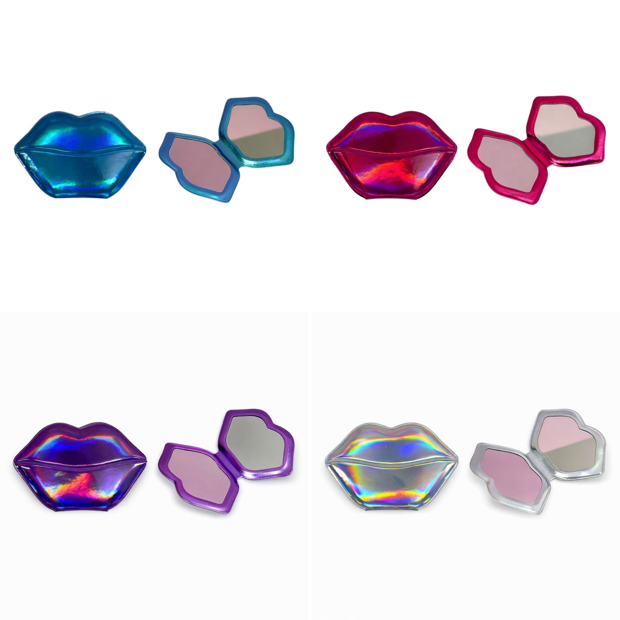 Espejo de Cartera Holografico Doble Aumento (Venta Unitaria Colores Surtidos) - Labios AU114