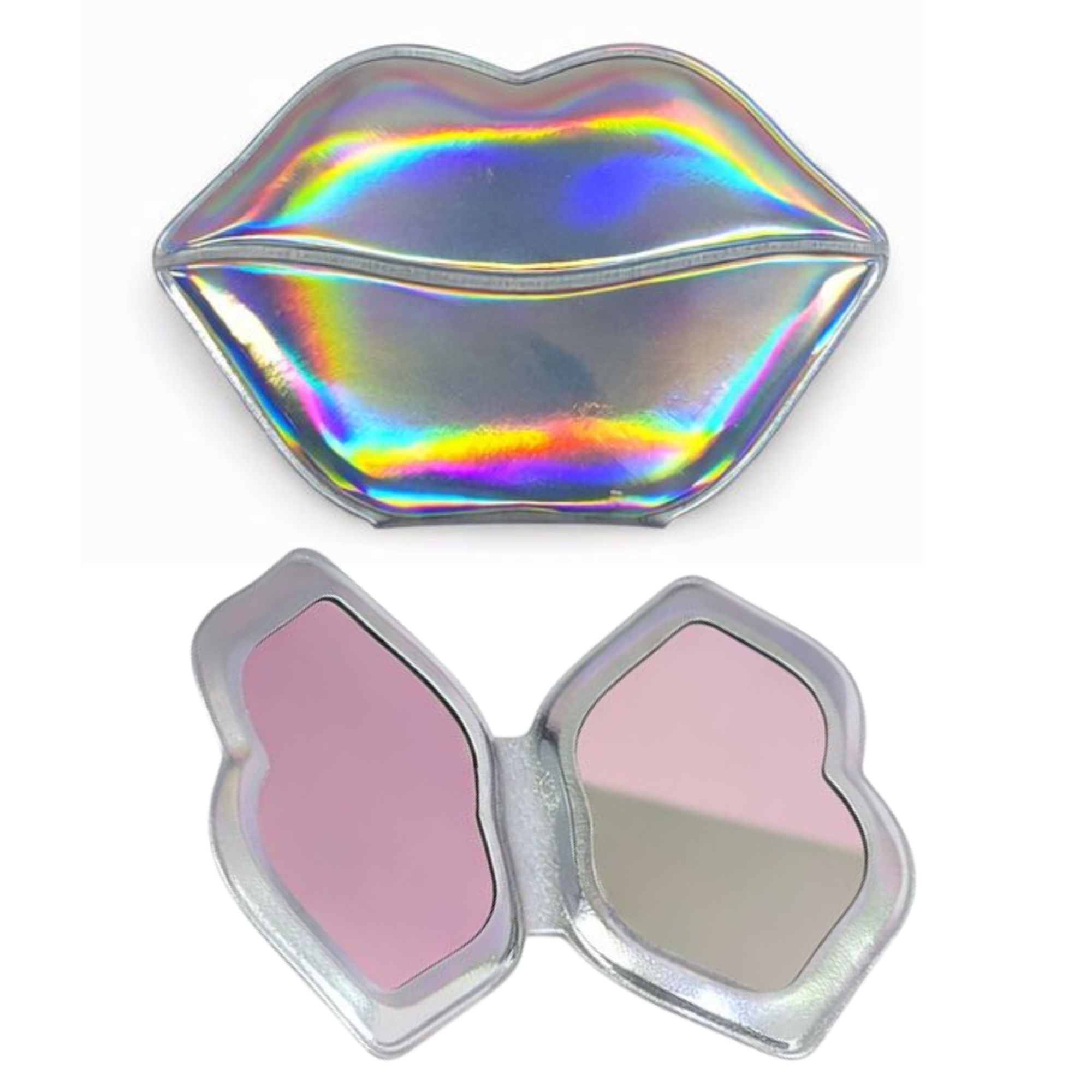 Espejo de Cartera Holografico Doble Aumento (Venta Unitaria Colores Surtidos) - Labios AU114