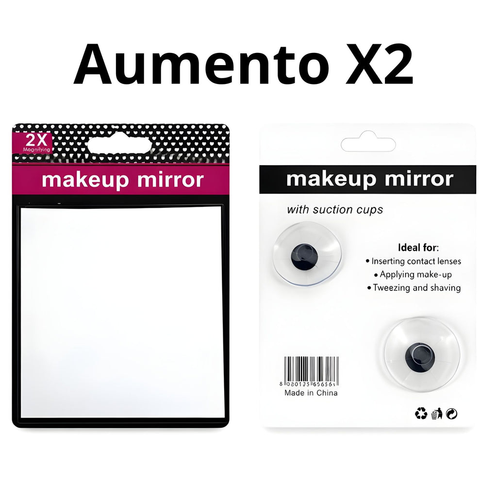 Espejo de Maquillaje Cuadrado con Aumento X2 - AU98
