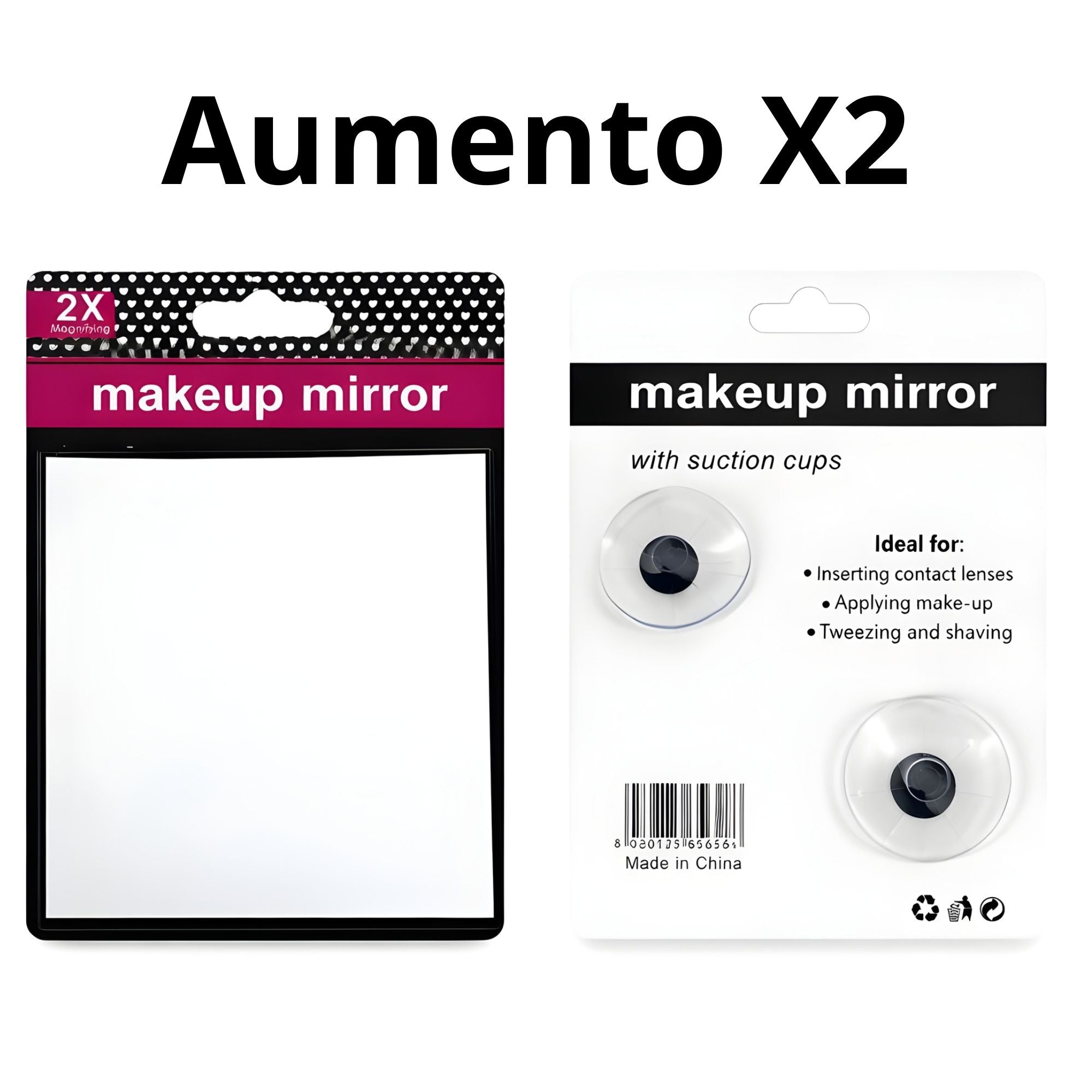 Espejo de Maquillaje Cuadrado con Aumento X2 - AU98