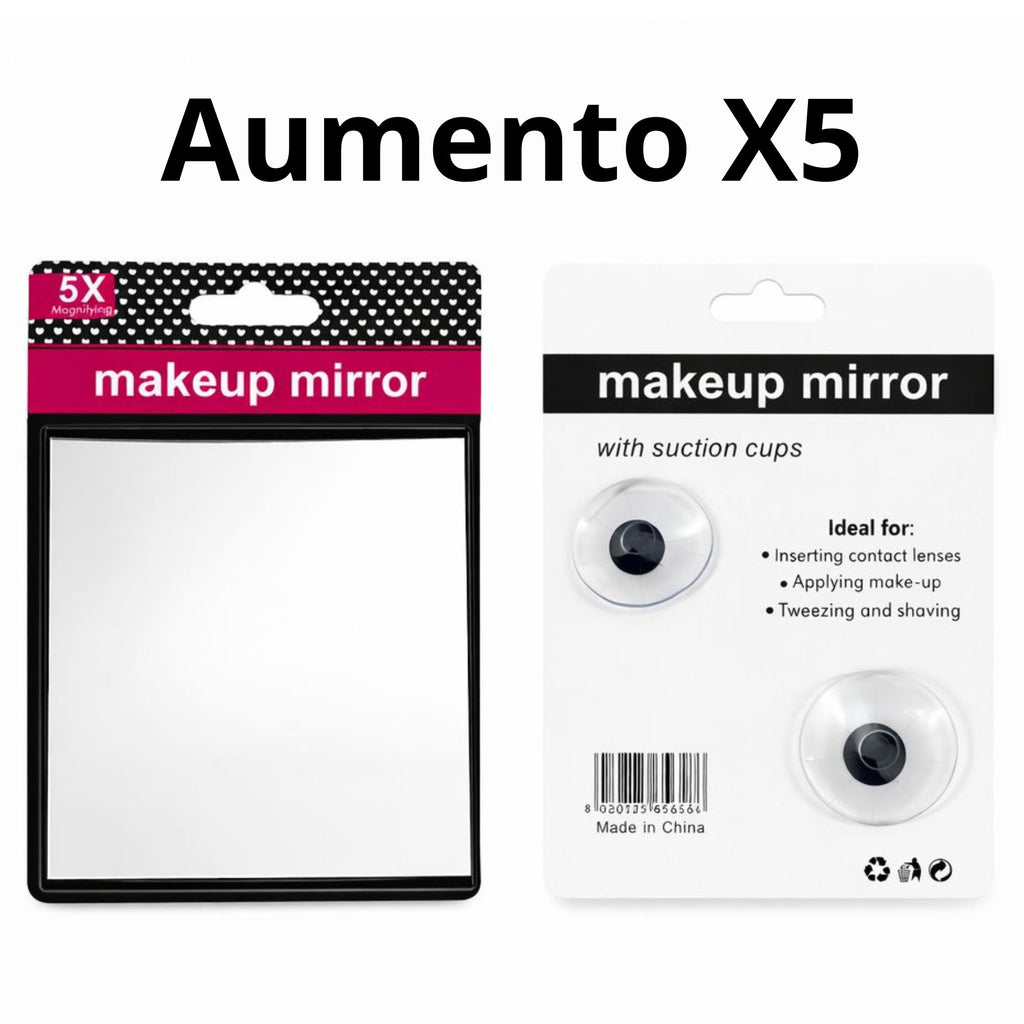 Espejo de Maquillaje Cuadrado con Aumento X5 - AU102