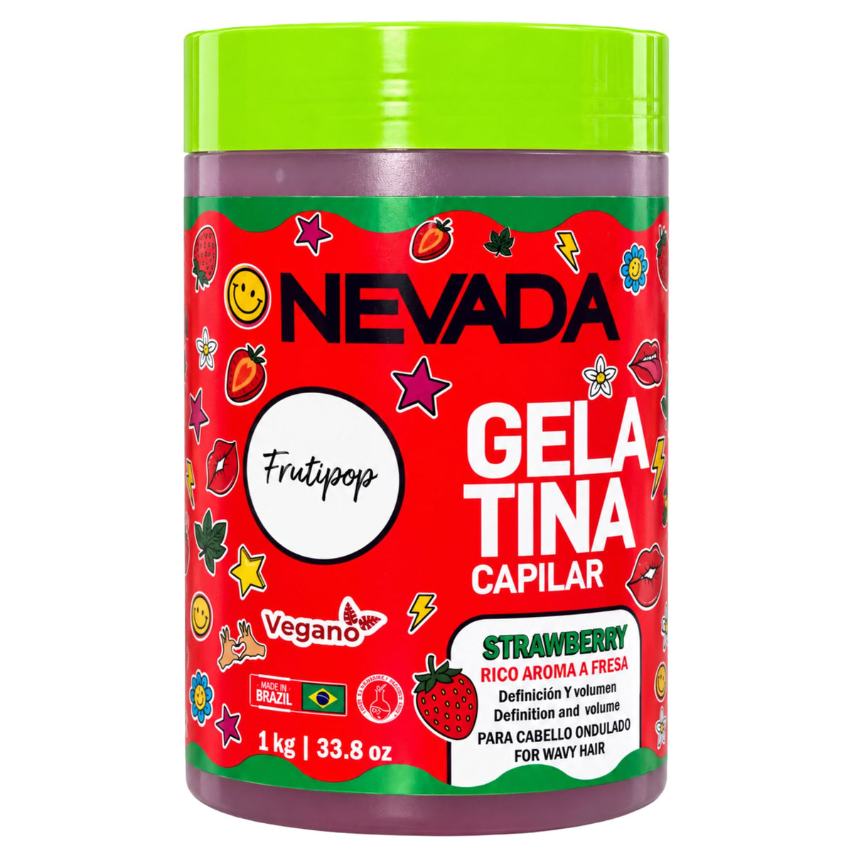 Gelatina Capilar Nevada Frutipop - Strawberry 1 kg