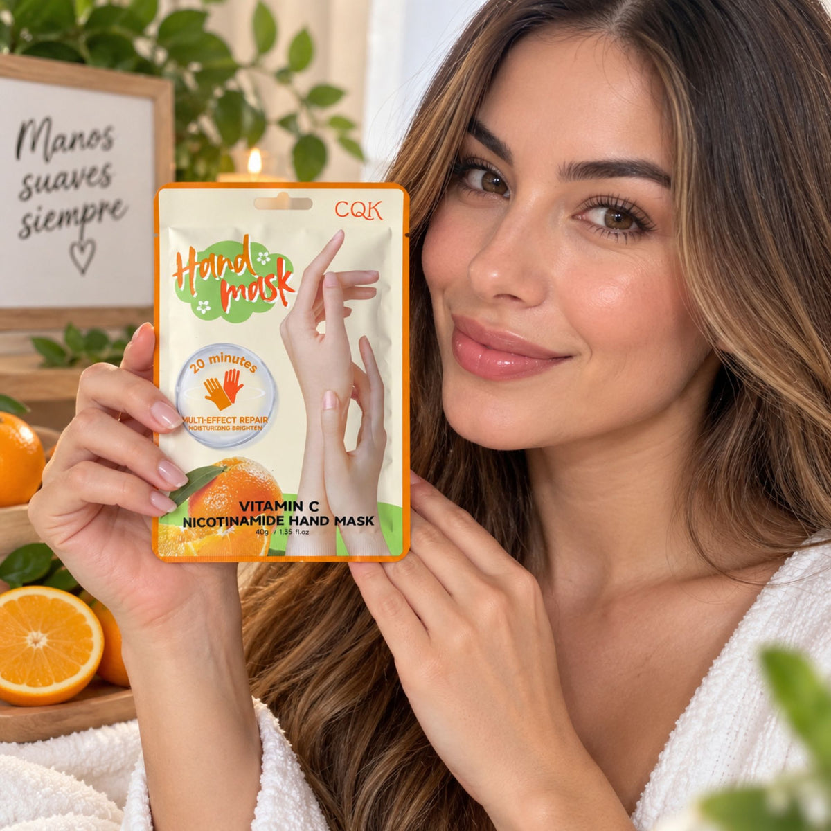 Mascarilla para Manos CQK con Niacinamida 40 g - Vitamina C.