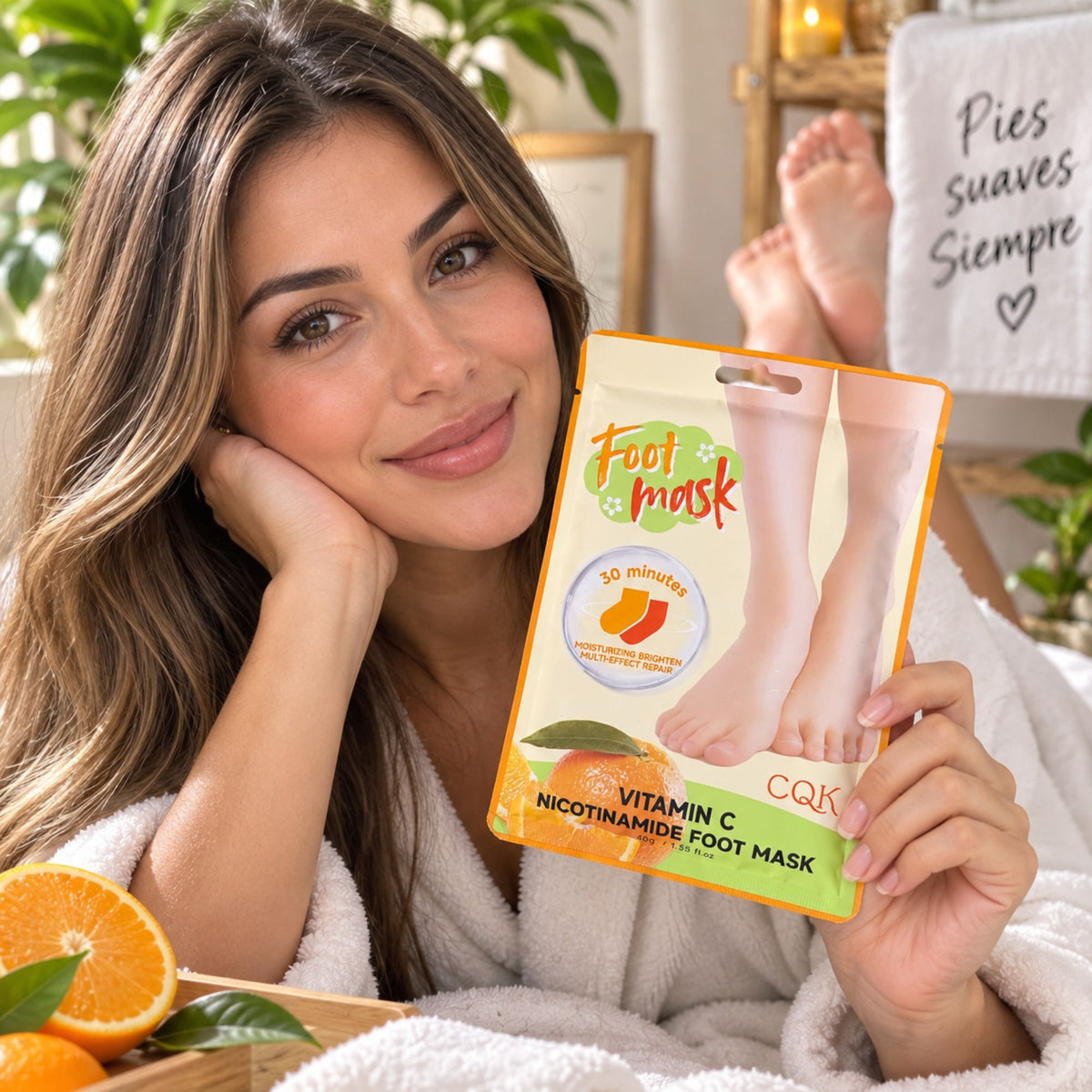 Mascarilla para Pies CQK con Niacinamida 40 g - Vitamina C
