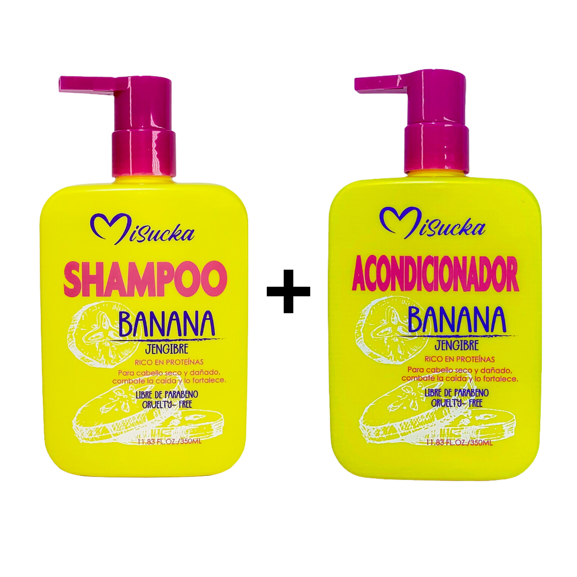 Pack Shampoo y Acondicionador MiSucka de Banana y Jengibre – Moda