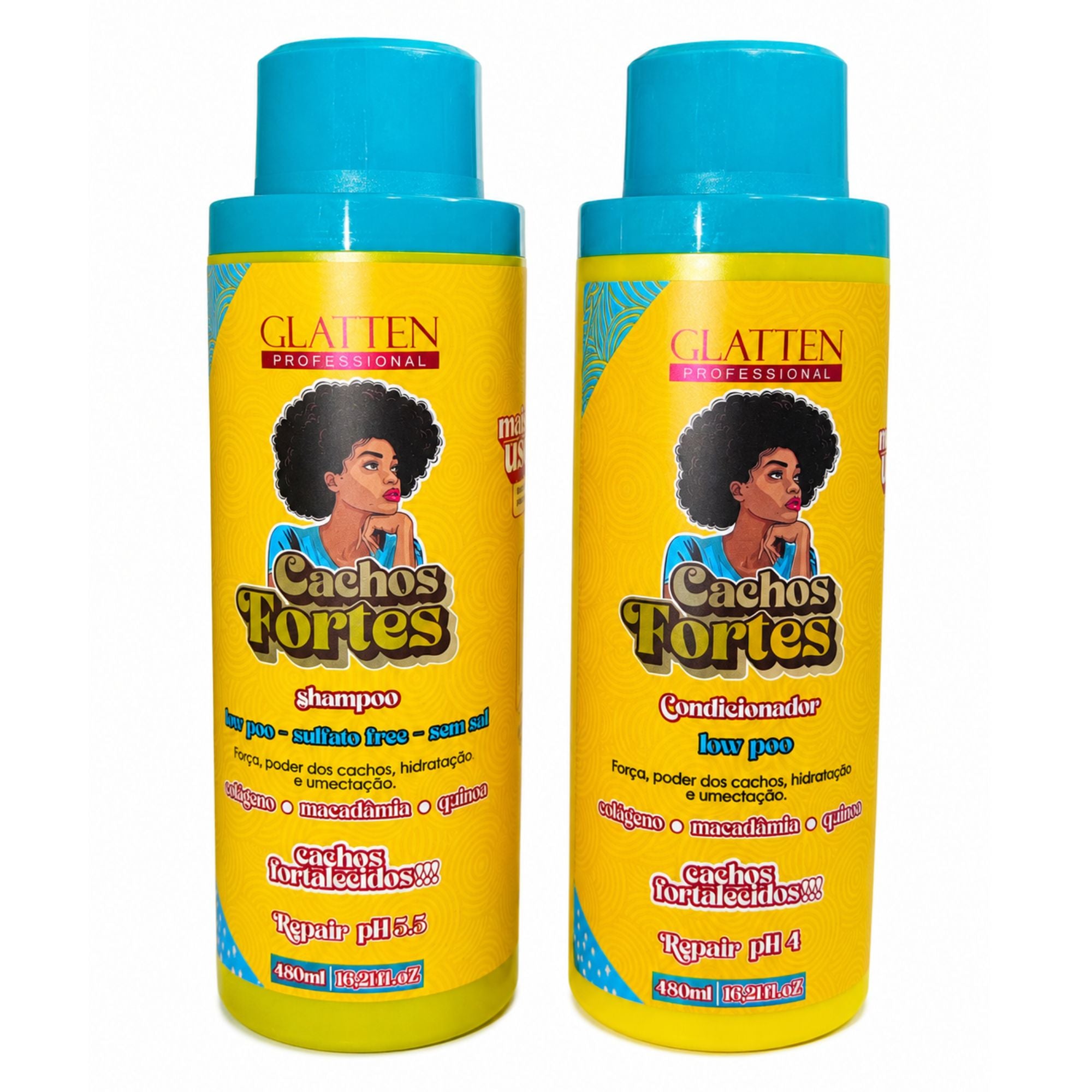 Pack Shampoo y Acondicionador Glatten Professional - Rizos Fuertes 450 ML