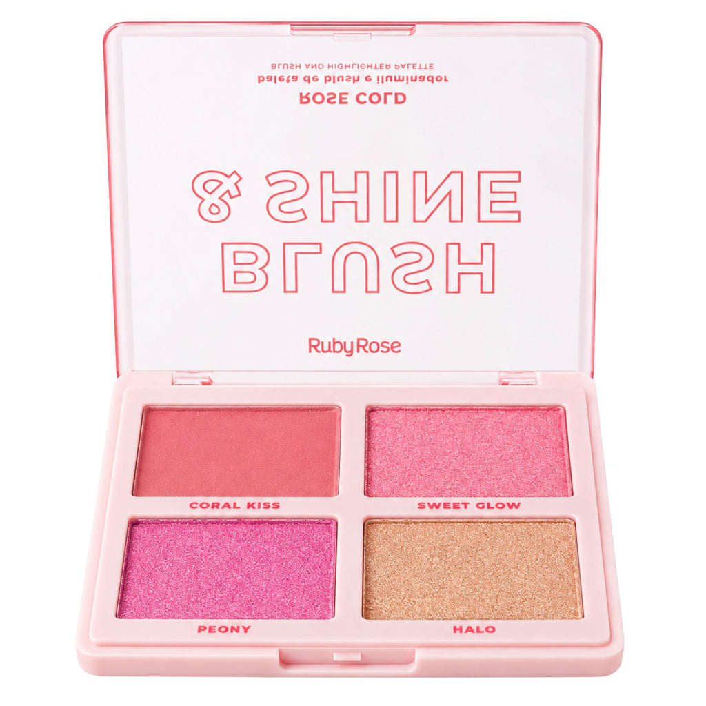 Paleta de Rubor e Iluminador Ruby Rose Blush & Shine M110 - Rose Gold