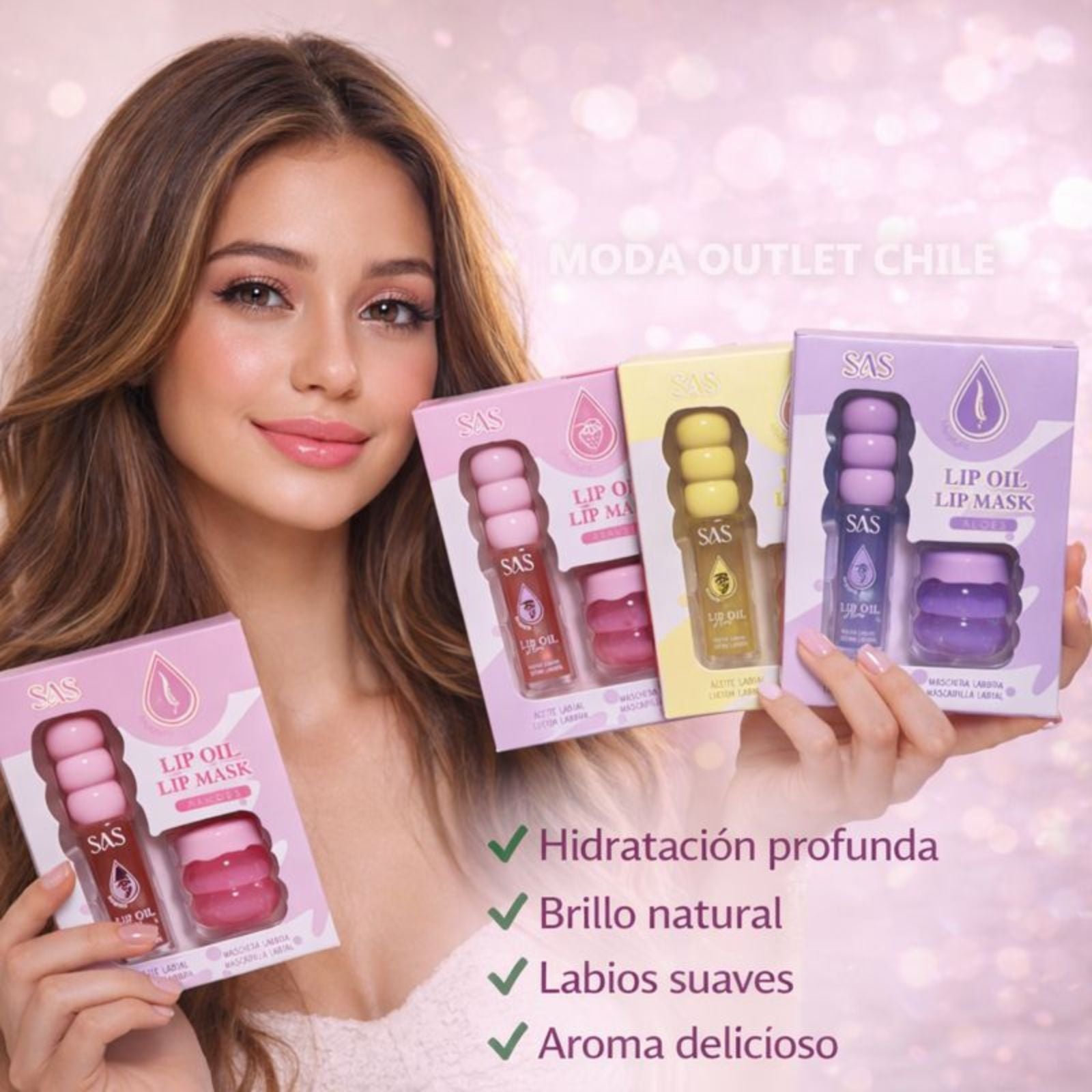 Set de Aceite Labial + Mascara de Labios SAS Cosmetics - SAC186 - ALOES