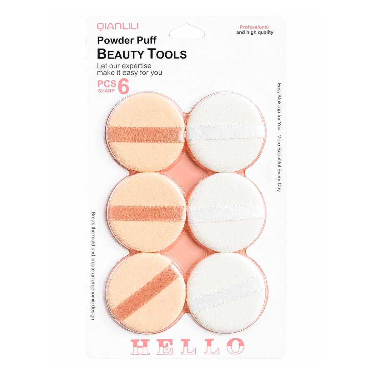 Set de Borlas de Maquillaje para Polvos Sueltos y Compactos 6 Piezas - AU290