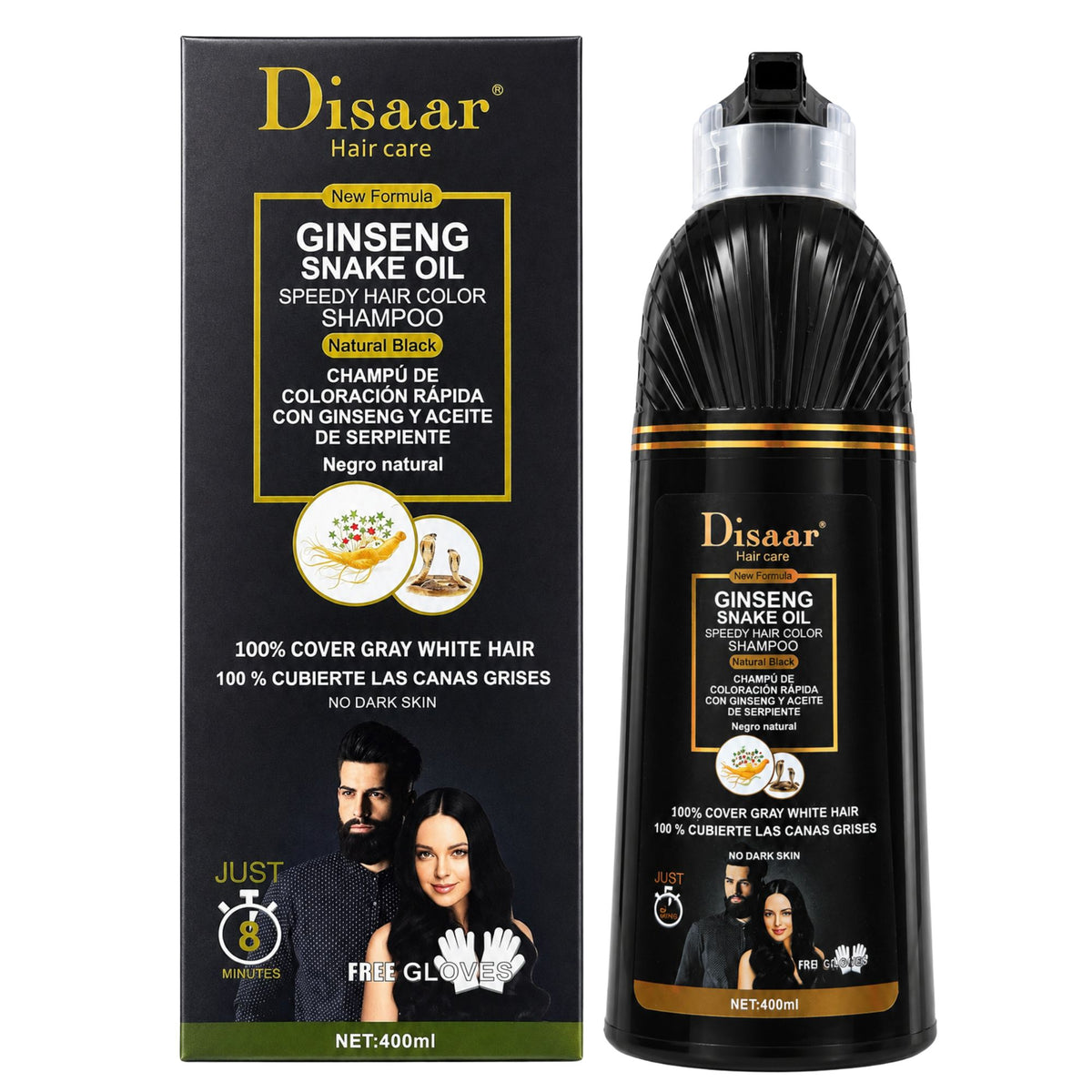 Shampoo Tinte Disaar Ginseng 400 ml Negro Natural