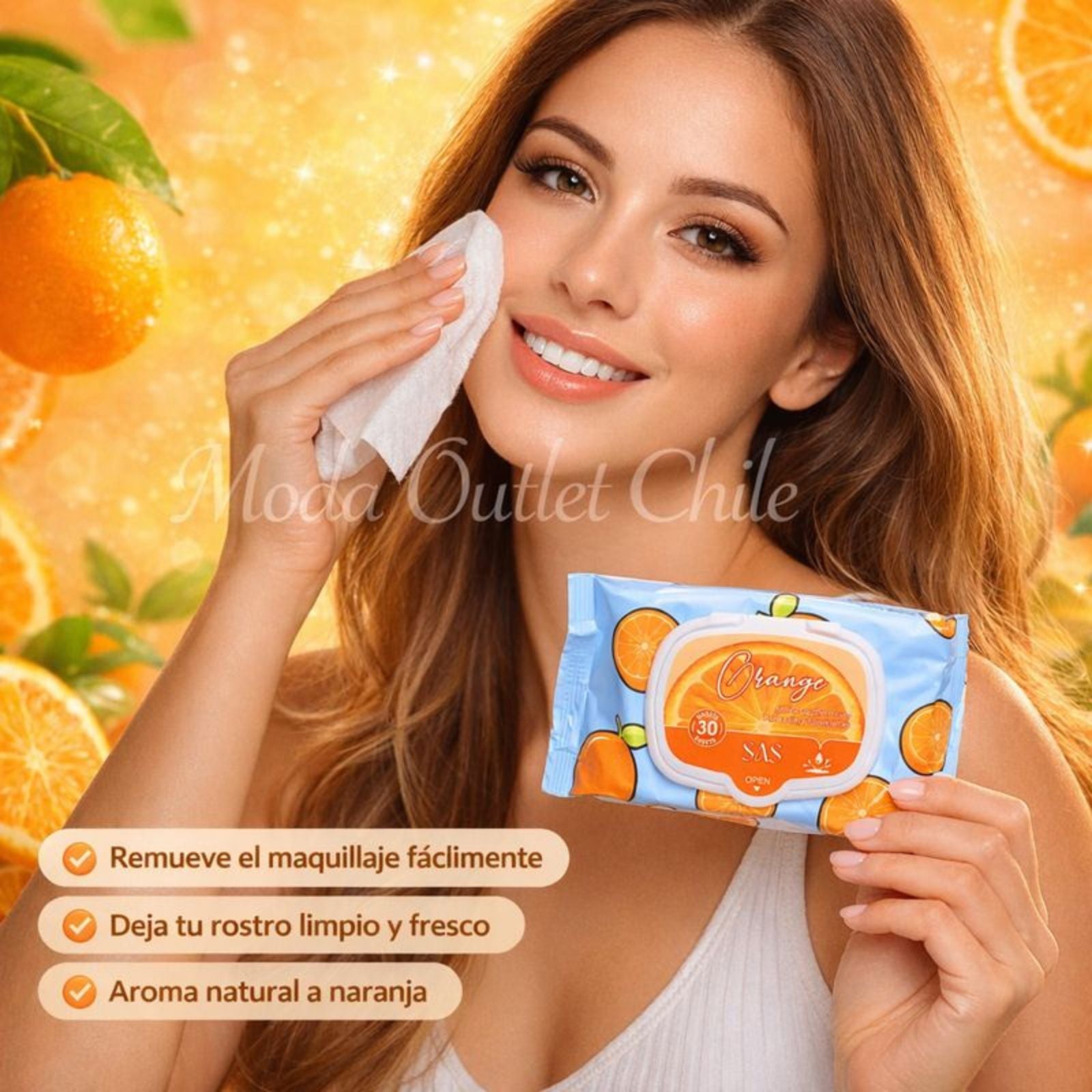 Toallitas Desmaquillantes SAS Cosmetics - Orange 30 Toallas