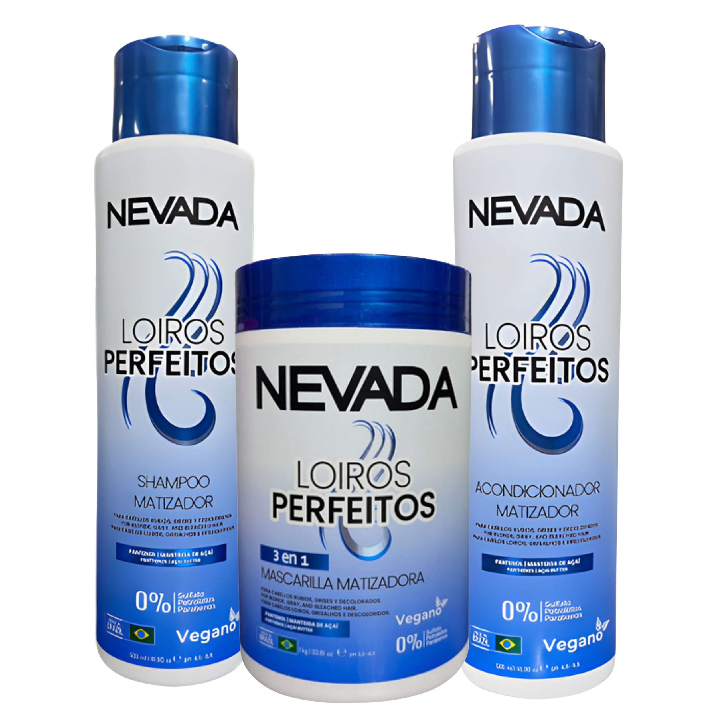 Tripack Shampo, Acond, Mascarilla NEVADA -  Matizador / Loiros Perfeitos