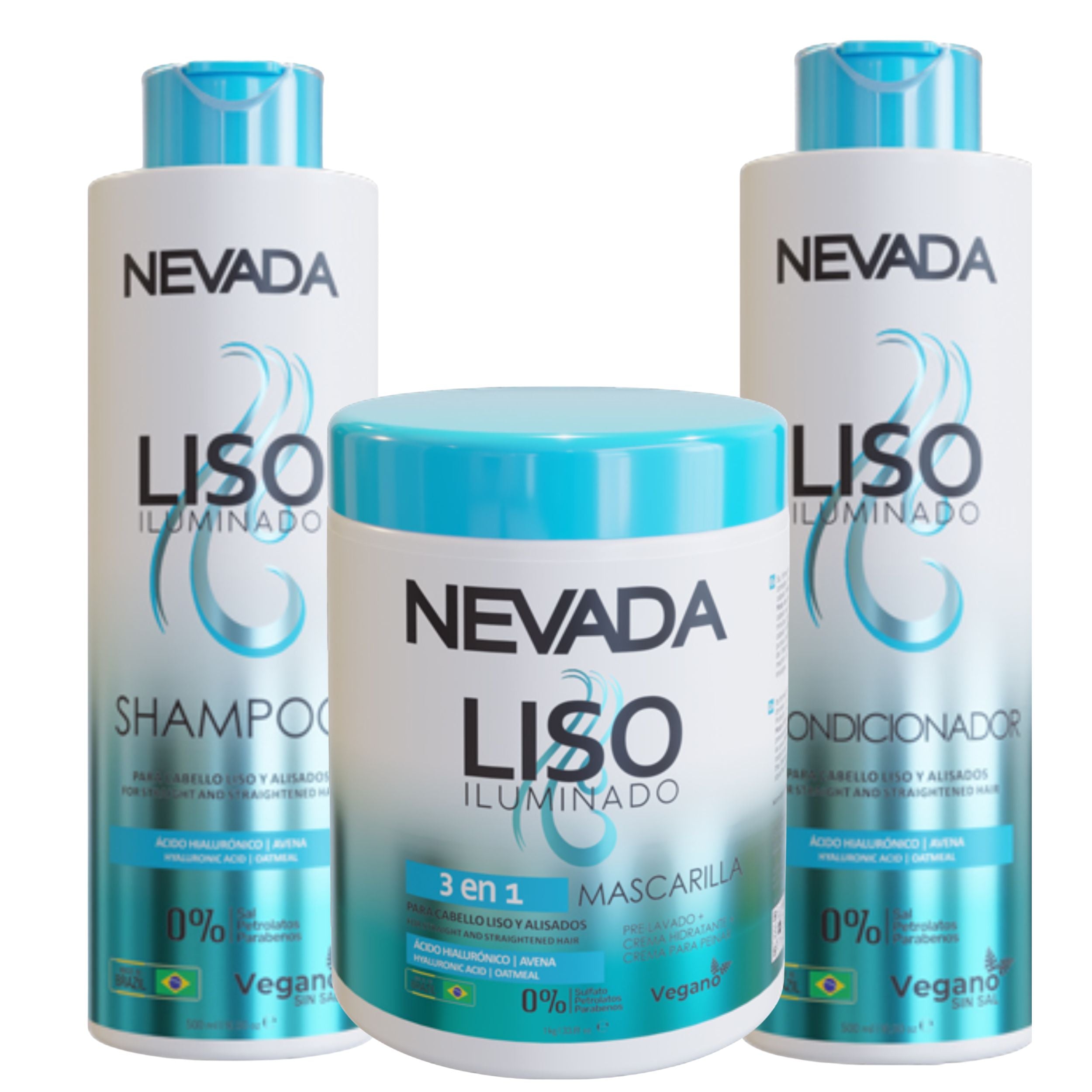 Tripack Shampo, Acond, Mascarilla NEVADA -  Liso Iluminado