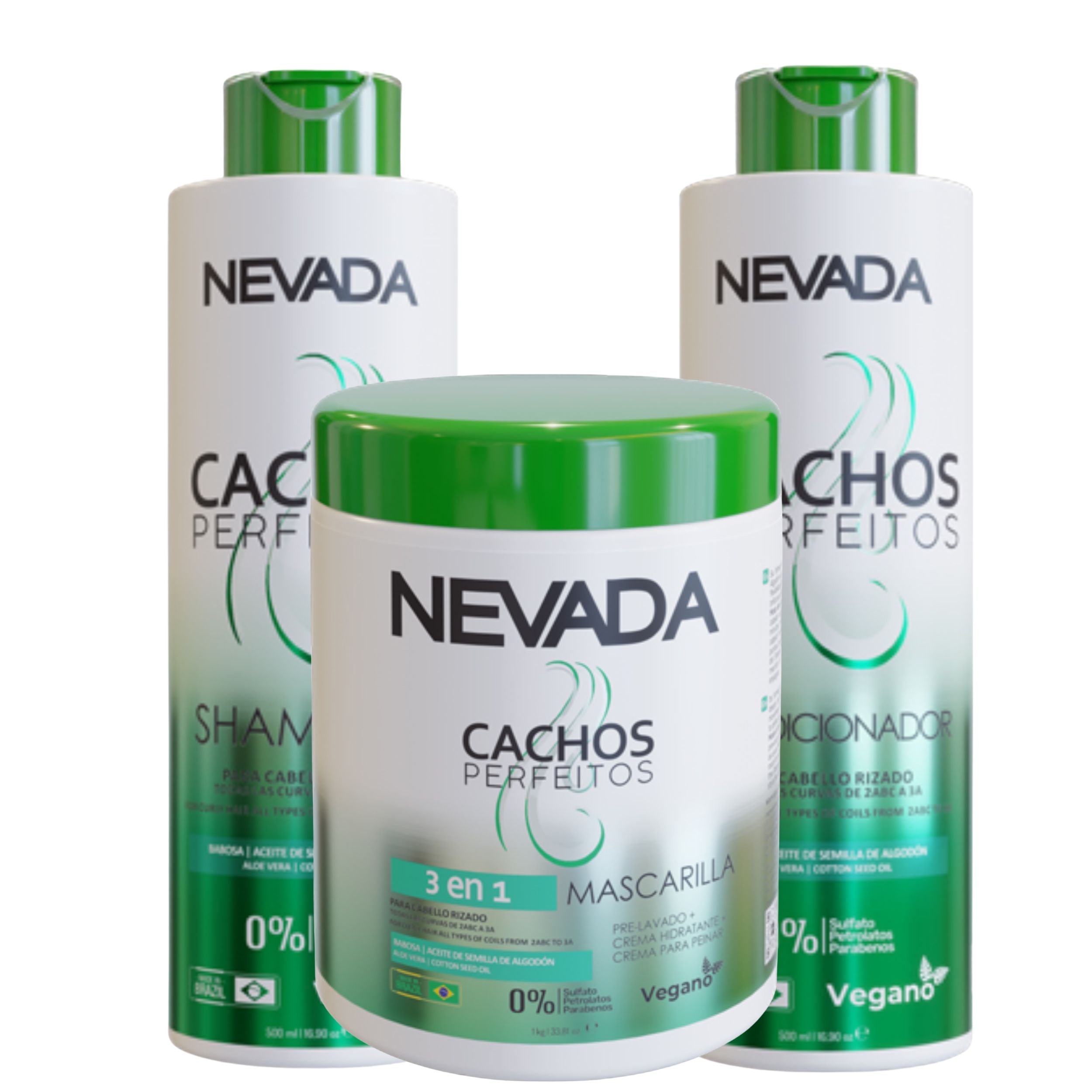 Tripack Shampo, Acond, Mascarilla NEVADA -  Cachos Perfectos