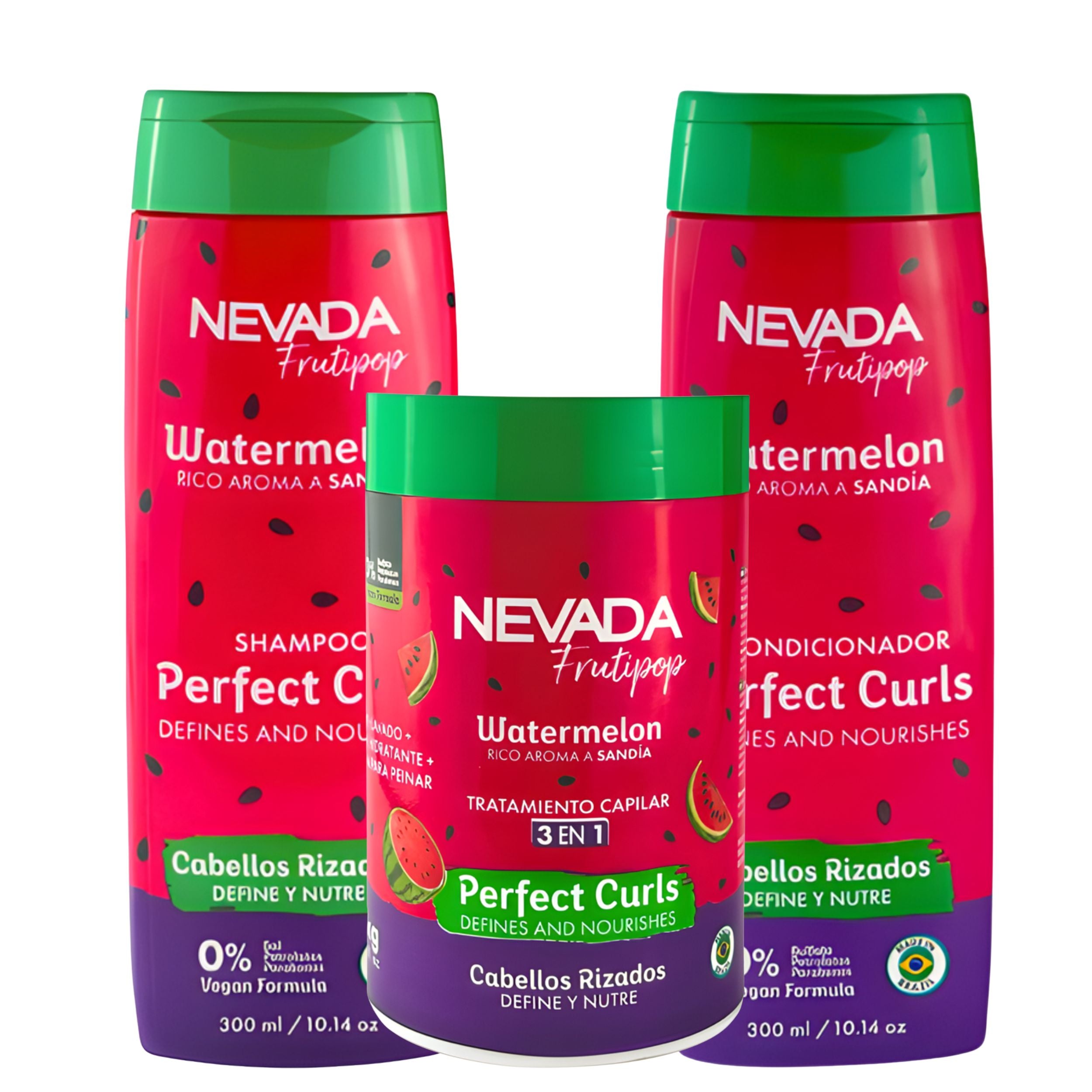 Tripack Shampo, Acond, Mascarilla NEVADA -  Rizados Watermelon