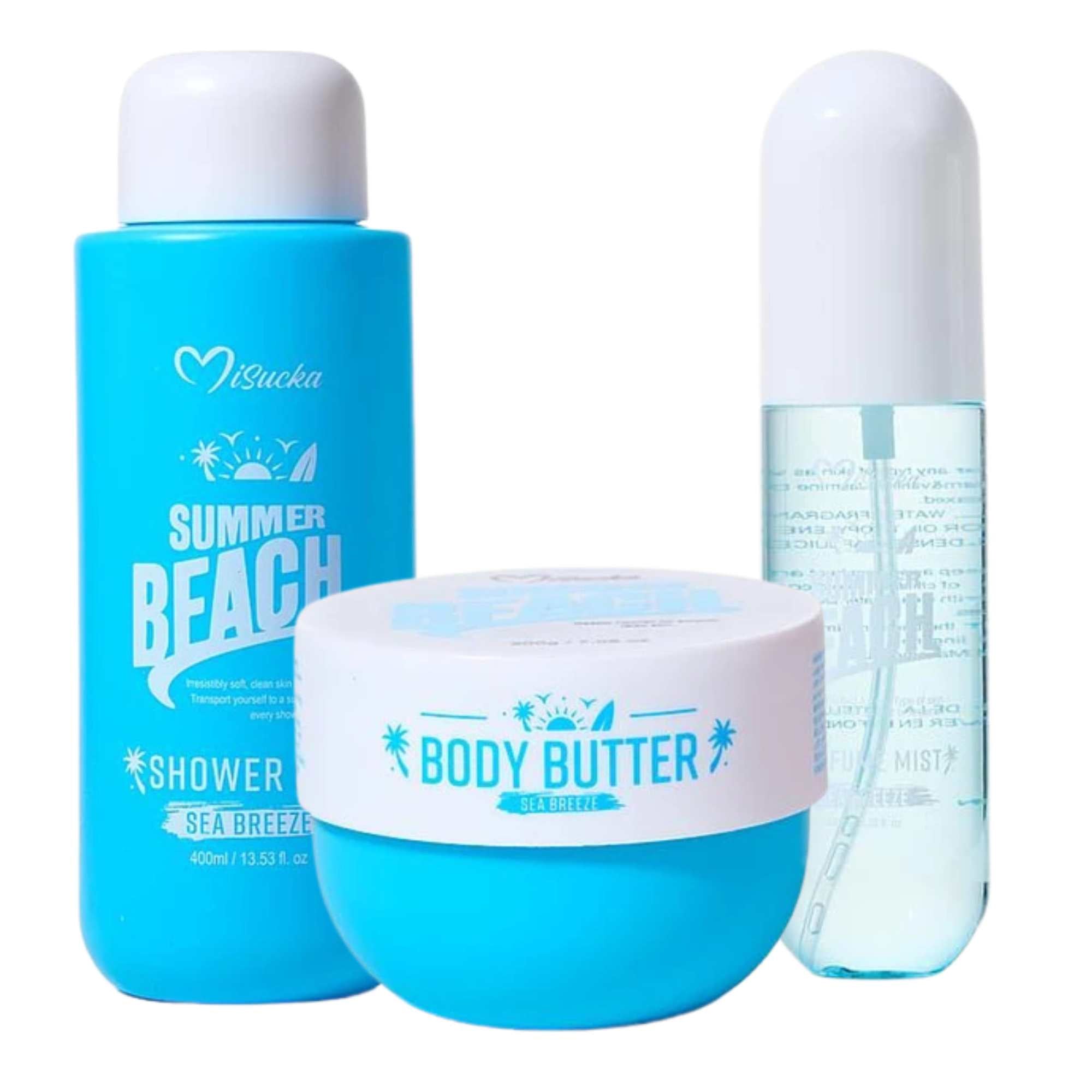 Tripack Shower gel, Manteca corporal y Perfume Mist Misucka - Sea Breeze