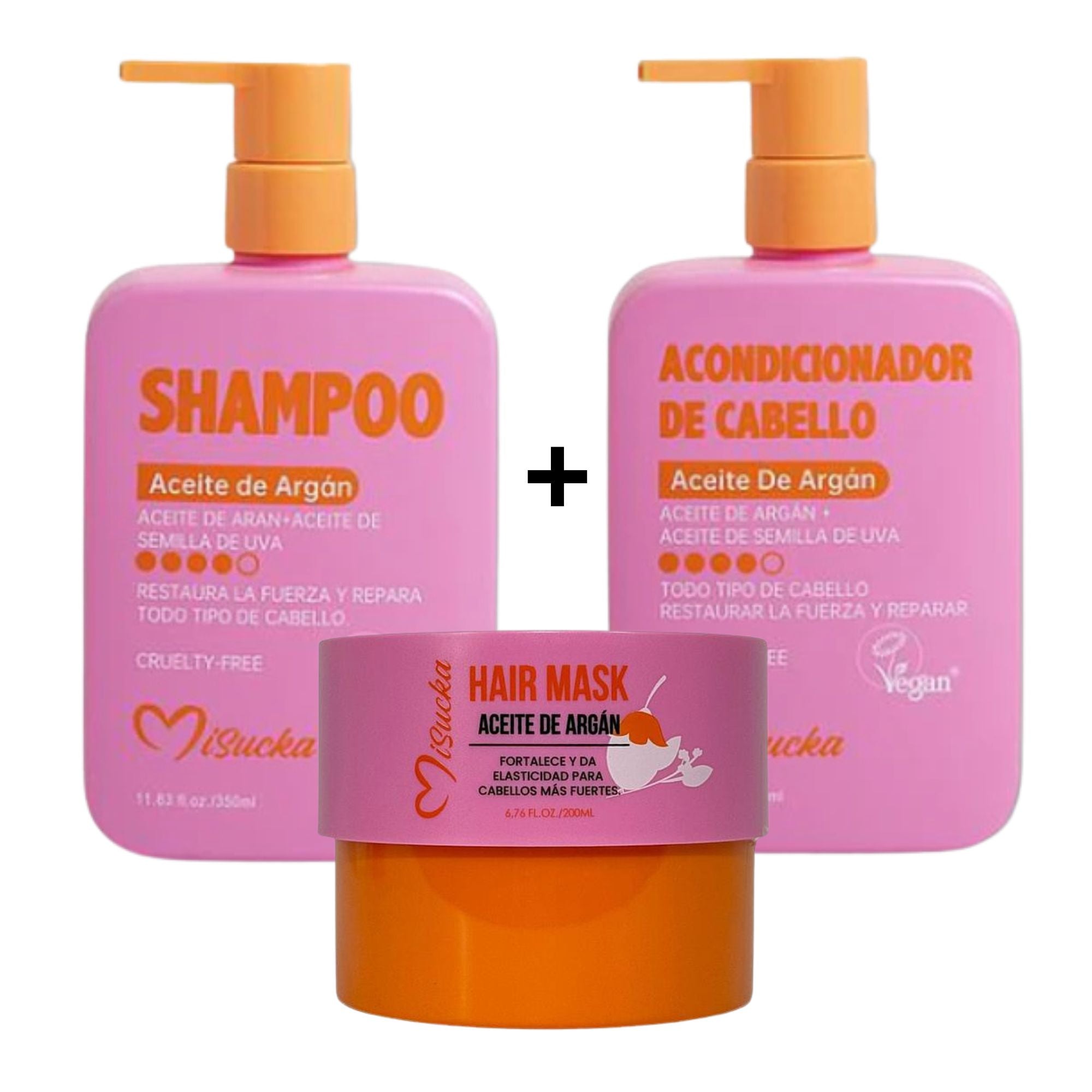 Tripack de Shampoo, Acondicionador y Mascarilla Misucka 200 ml - ARGAN