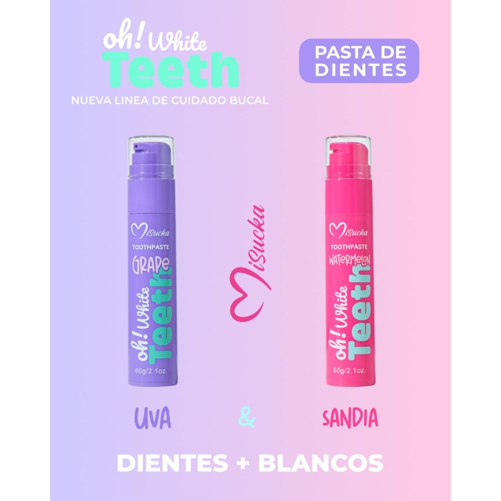 Pasta dental Dientes mas Blancos Misucka 60g - Watermelon