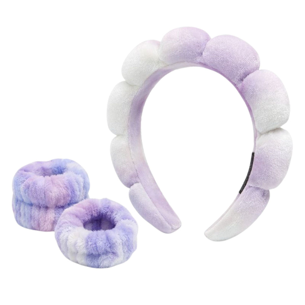 Set Spa Misucka - Diadema Acolchada + Muñequeras para Skincare, Se Envían Colores Surtidos