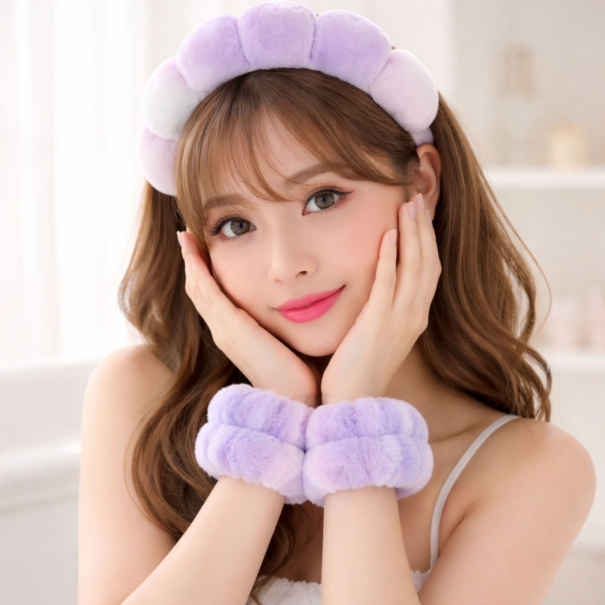 Set Spa Misucka - Diadema Acolchada + Muñequeras para Skincare, Se Envían Colores Surtidos